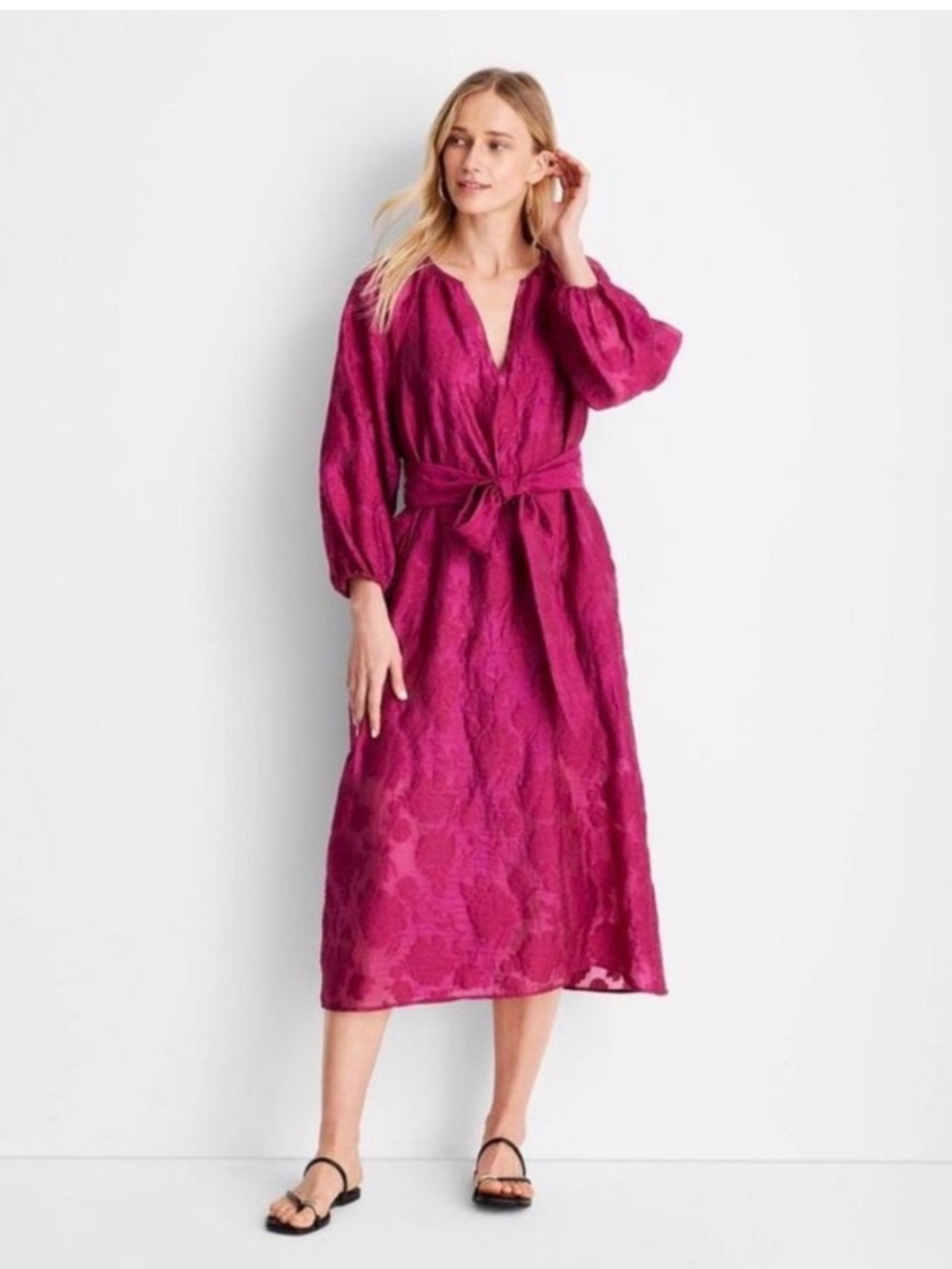 Future Collective
Women's Puff Sleeve Belted Midi
Dress - Future Collective with
